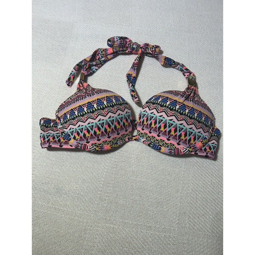 Victoria's Secret 32B Push-up Halter Bikini Bottoms Ruching‎ SZ M - Picture 6 of 9